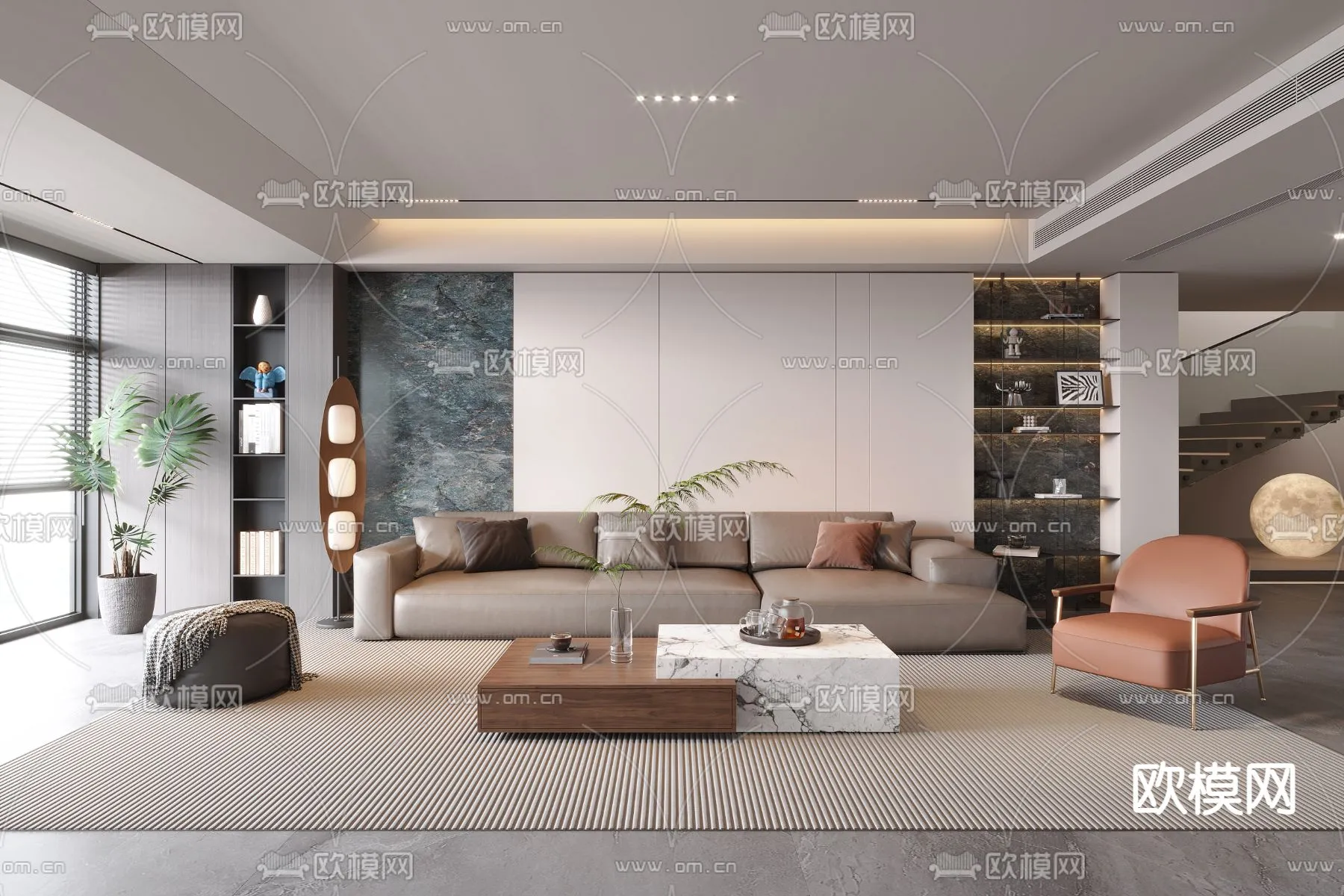 LIVING ROOM – MODERN STYLE – CORONA – 3D MODEL – 1903