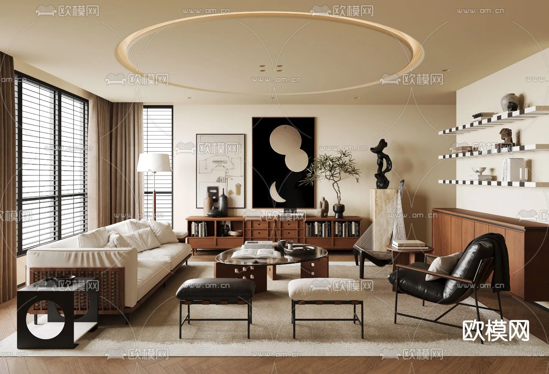 LIVING ROOM – MODERN STYLE – CORONA – 3D MODEL – 1910