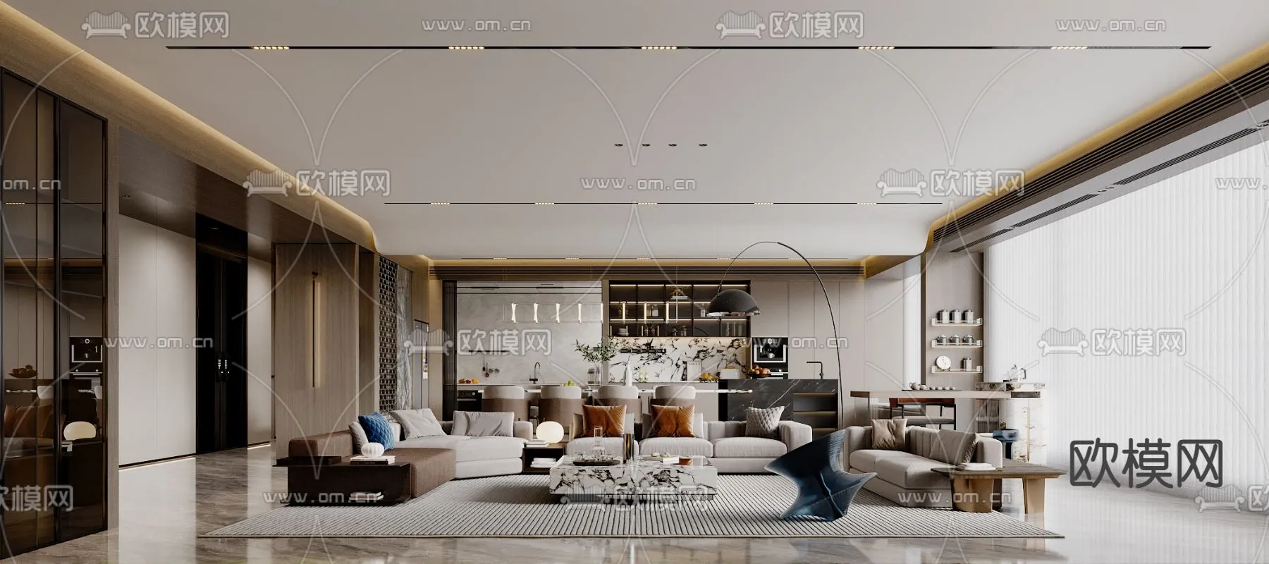 LIVING ROOM – MODERN STYLE – CORONA – 3D MODEL – 1911