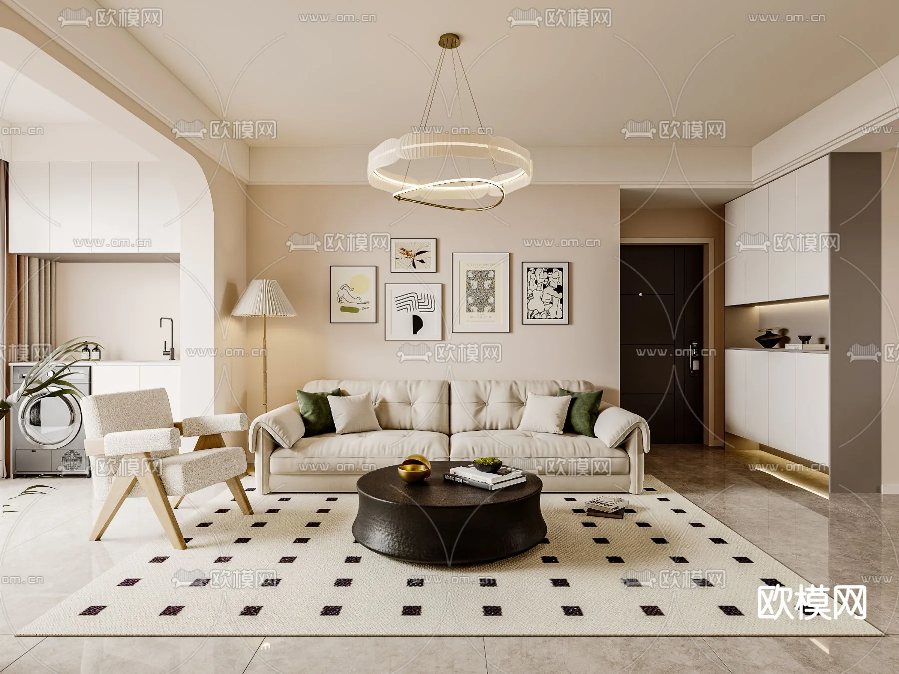 LIVING ROOM – MODERN STYLE – CORONA – 3D MODEL – 1917