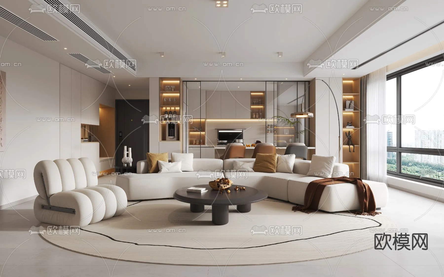 LIVING ROOM – MODERN STYLE – CORONA – 3D MODEL – 1918