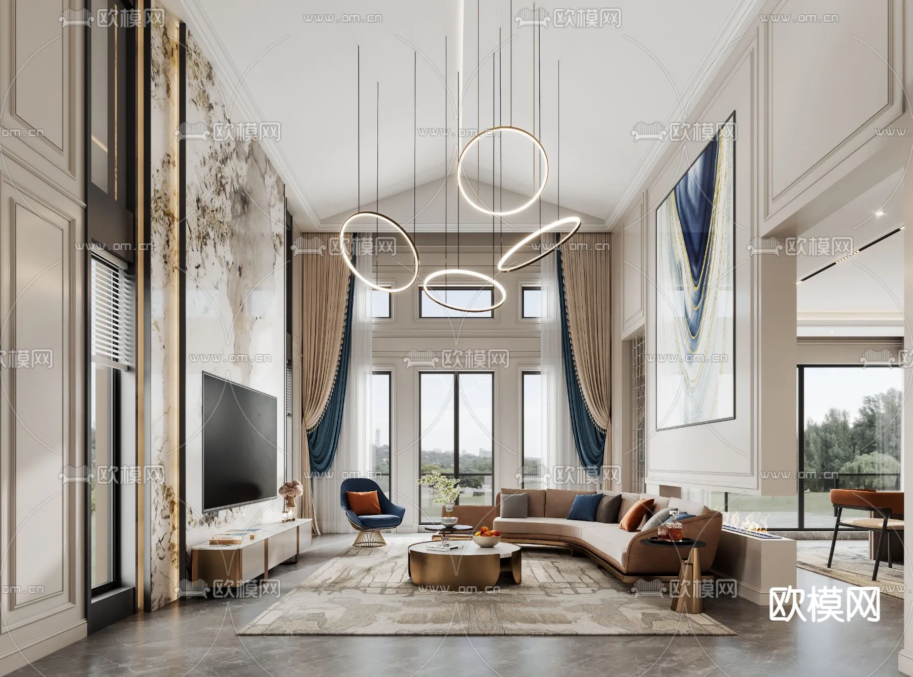 LIVING ROOM – MODERN STYLE – CORONA – 3D MODEL – 1925