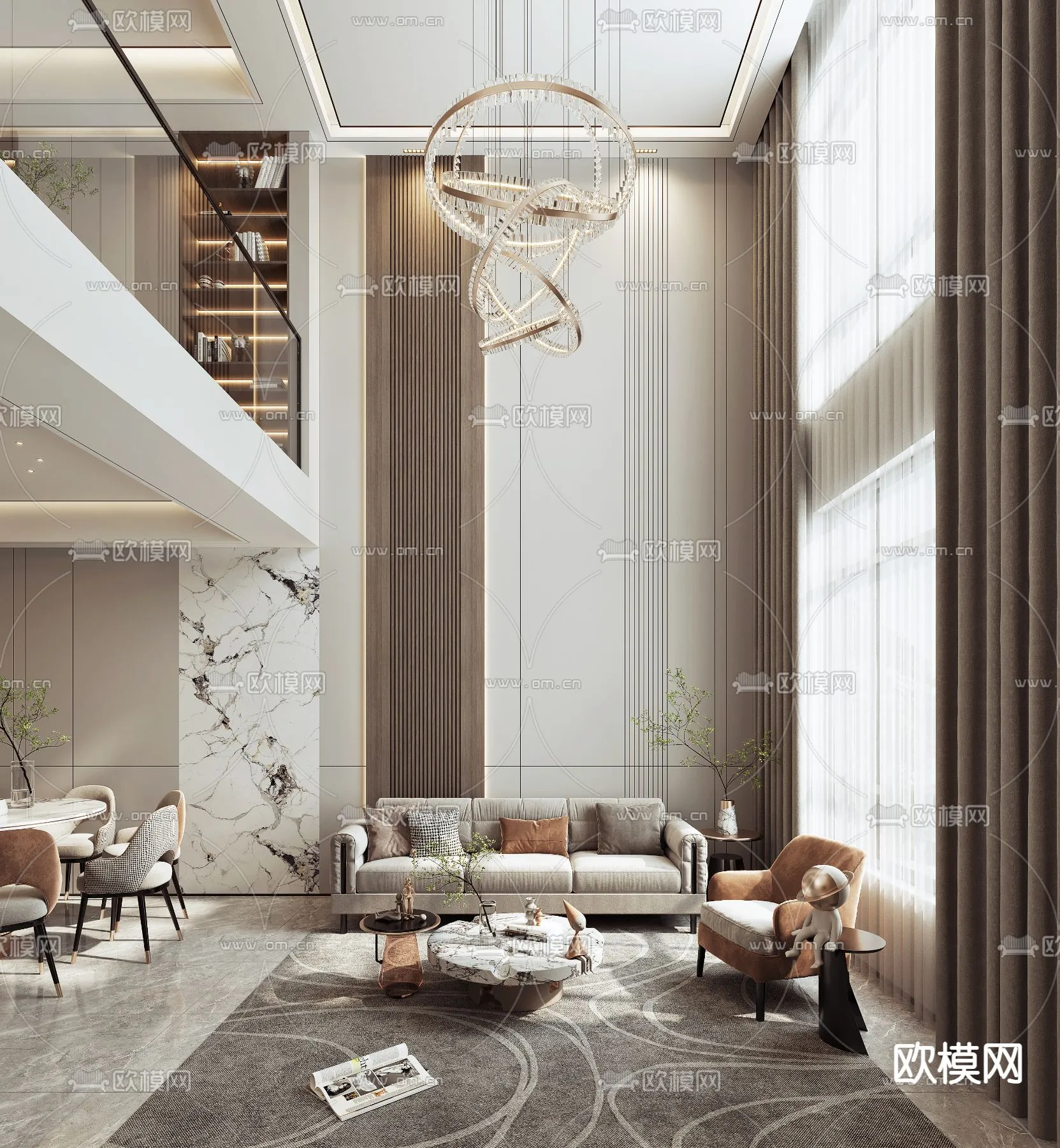 LIVING ROOM – MODERN STYLE – CORONA – 3D MODEL – 1935