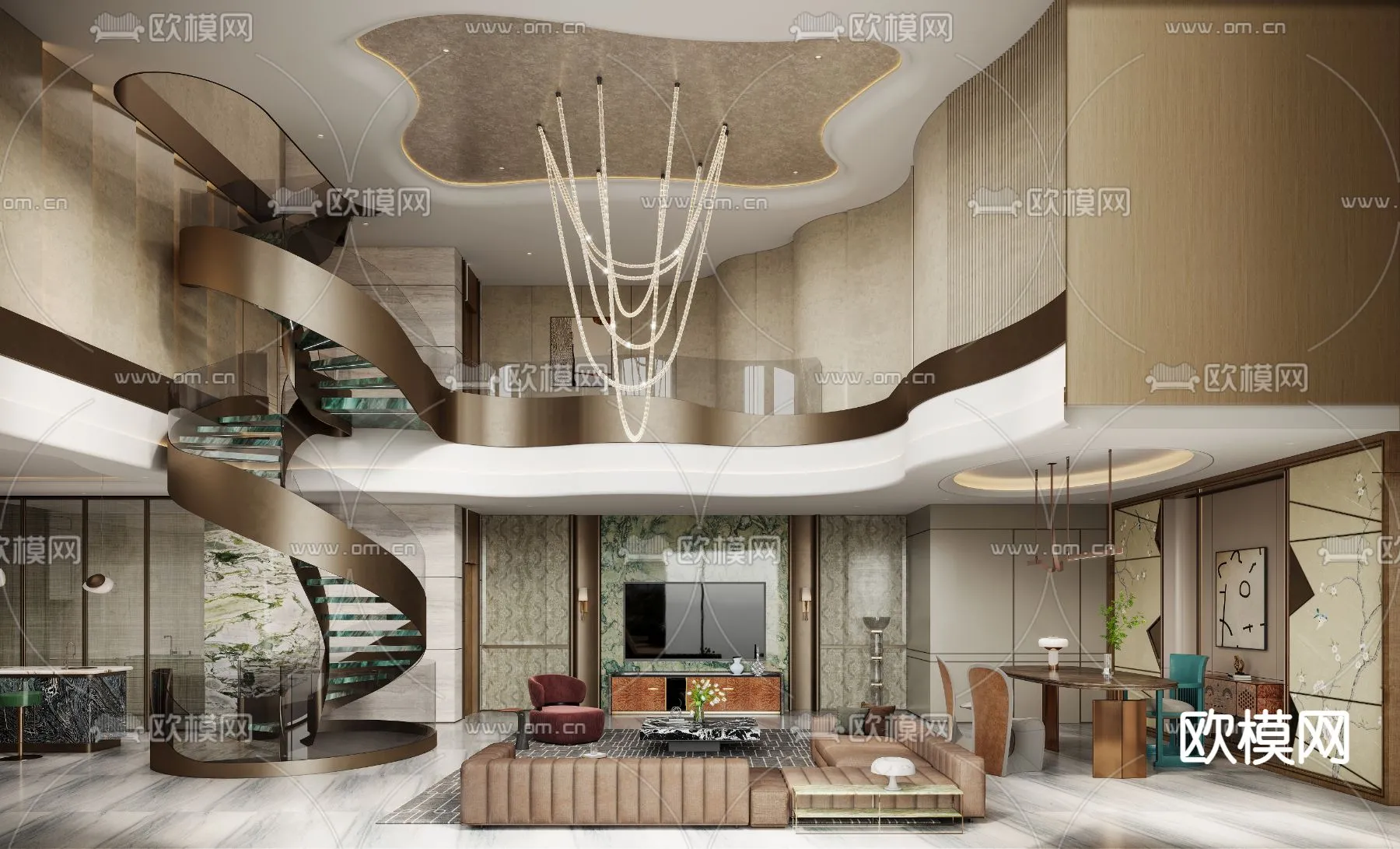 LIVING ROOM – MODERN STYLE – CORONA – 3D MODEL – 1949