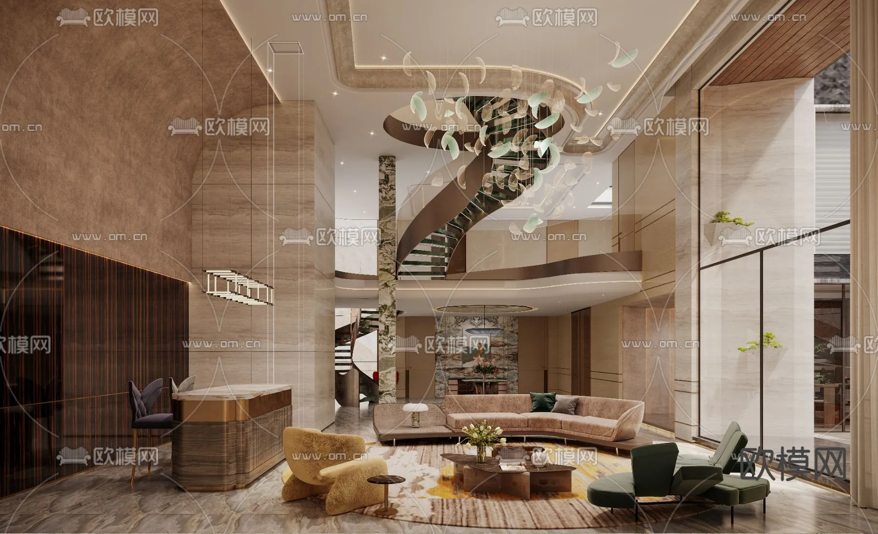 LIVING ROOM – MODERN STYLE – CORONA – 3D MODEL – 1950