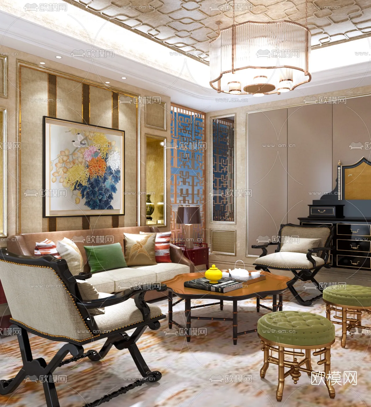 LIVING ROOM – MODERN STYLE – VRAY / CORONA – 3D MODEL – 1816