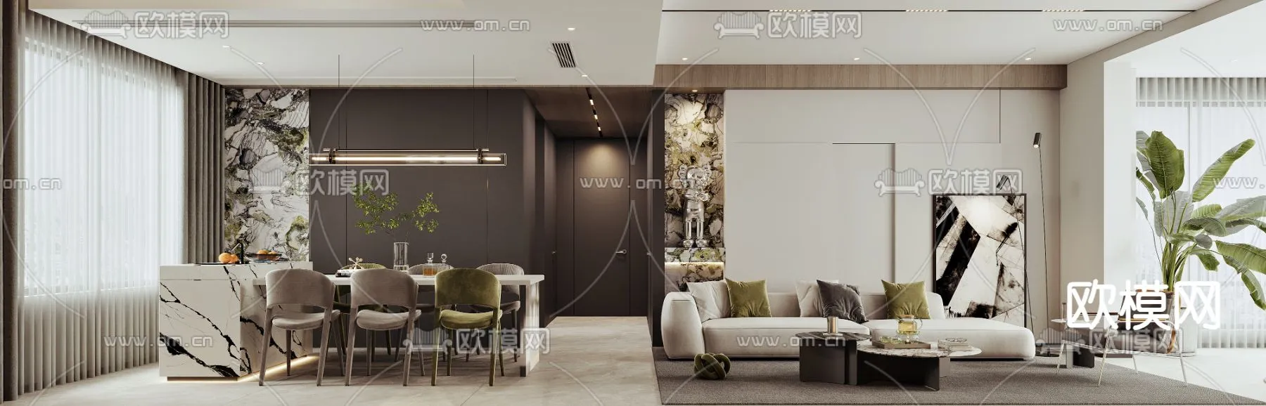 LIVING ROOM – MODERN STYLE – VRAY / CORONA – 3D MODEL – 1818