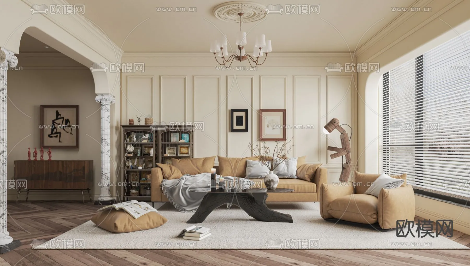 LIVING ROOM – MODERN STYLE – VRAY / CORONA – 3D MODEL – 1832