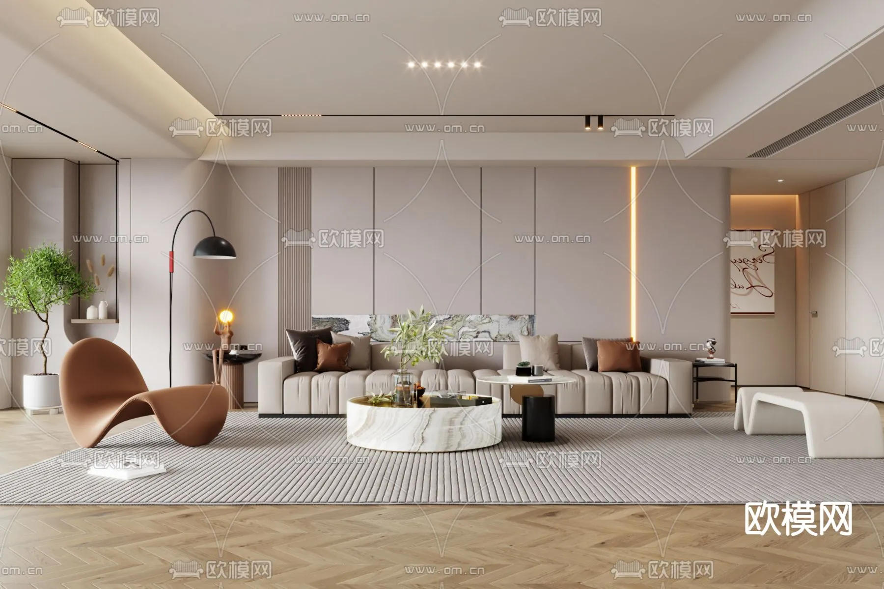 LIVING ROOM – MODERN STYLE – VRAY / CORONA – 3D MODEL – 1835