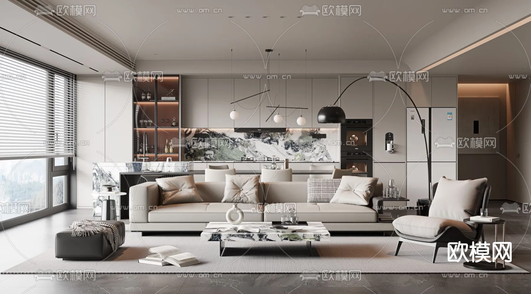 LIVING ROOM – MODERN STYLE – VRAY / CORONA – 3D MODEL – 1836