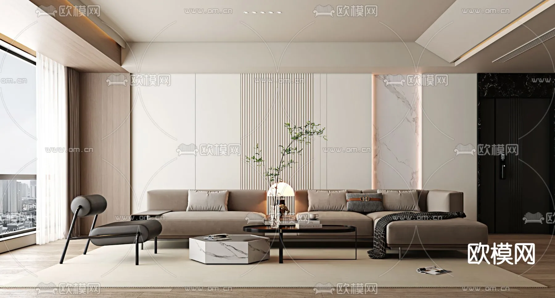 LIVING ROOM – MODERN STYLE – VRAY / CORONA – 3D MODEL – 1837