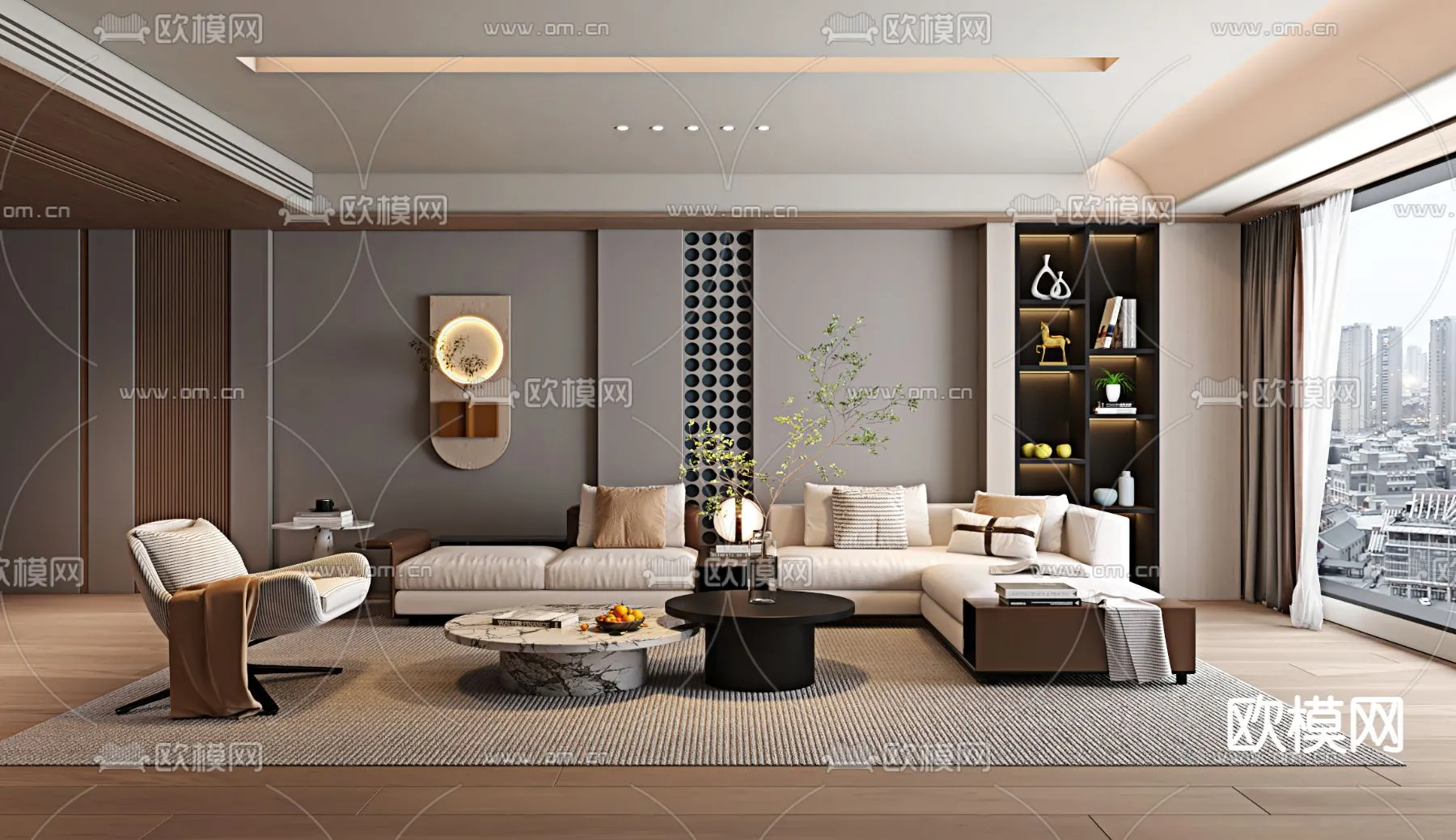 LIVING ROOM – MODERN STYLE – VRAY / CORONA – 3D MODEL – 1839