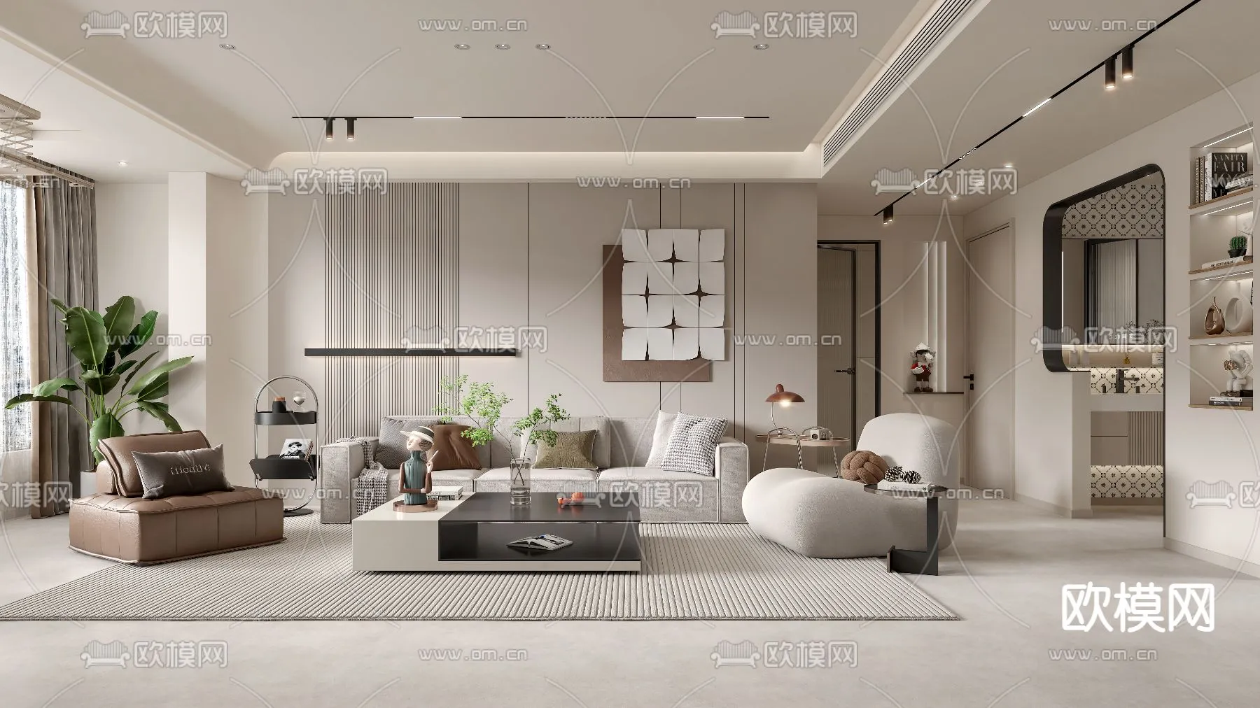 LIVING ROOM – MODERN STYLE – VRAY / CORONA – 3D MODEL – 1848