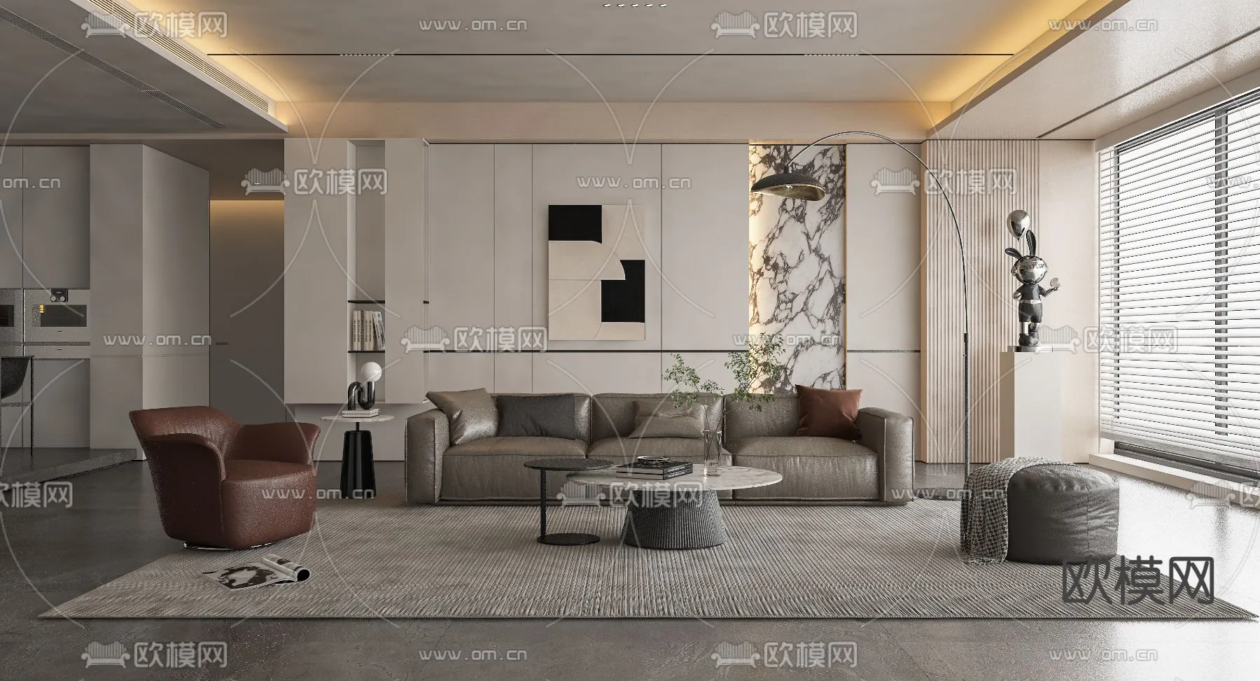 LIVING ROOM – MODERN STYLE – VRAY / CORONA – 3D MODEL – 1850