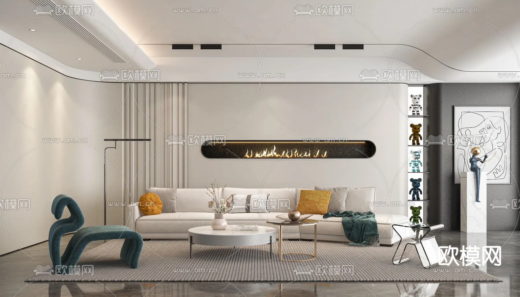 LIVING ROOM – MODERN STYLE – VRAY / CORONA – 3D MODEL – 1851