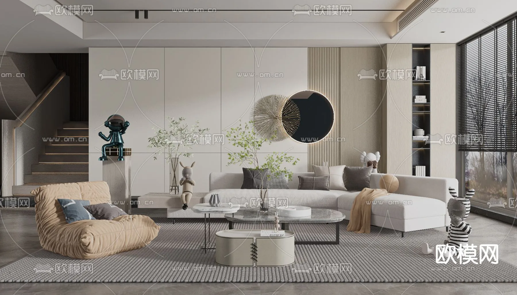LIVING ROOM – MODERN STYLE – VRAY / CORONA – 3D MODEL – 1852