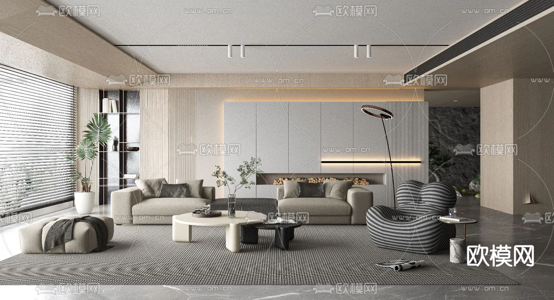 LIVING ROOM – MODERN STYLE – VRAY / CORONA – 3D MODEL – 1853