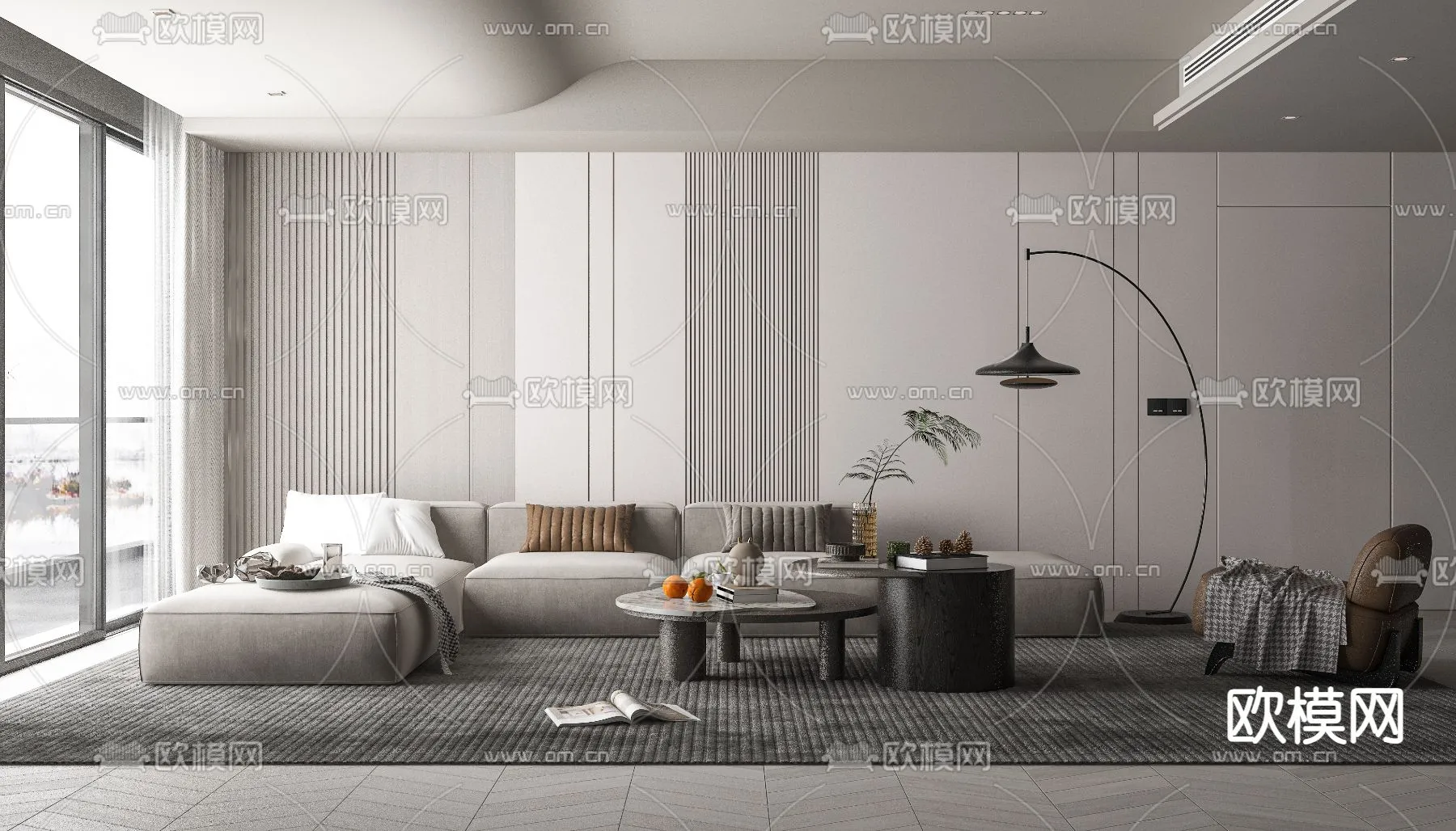 LIVING ROOM – MODERN STYLE – VRAY / CORONA – 3D MODEL – 1855