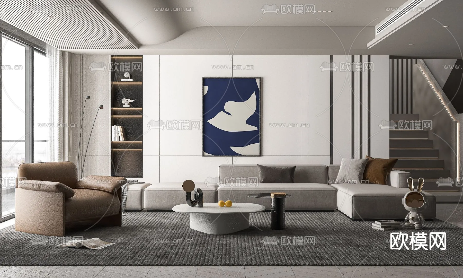 LIVING ROOM – MODERN STYLE – VRAY / CORONA – 3D MODEL – 1856