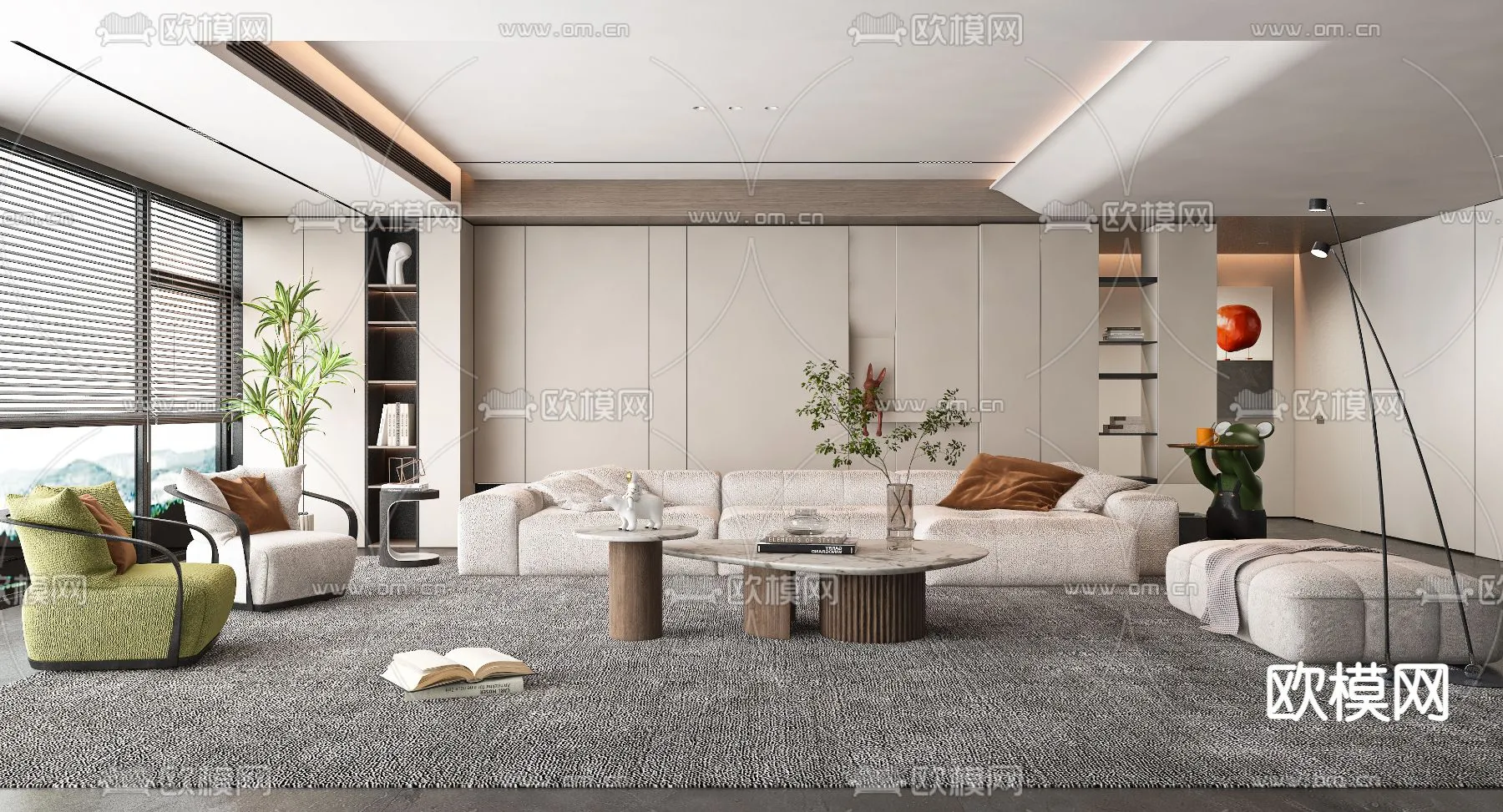 LIVING ROOM – MODERN STYLE – VRAY / CORONA – 3D MODEL – 1857