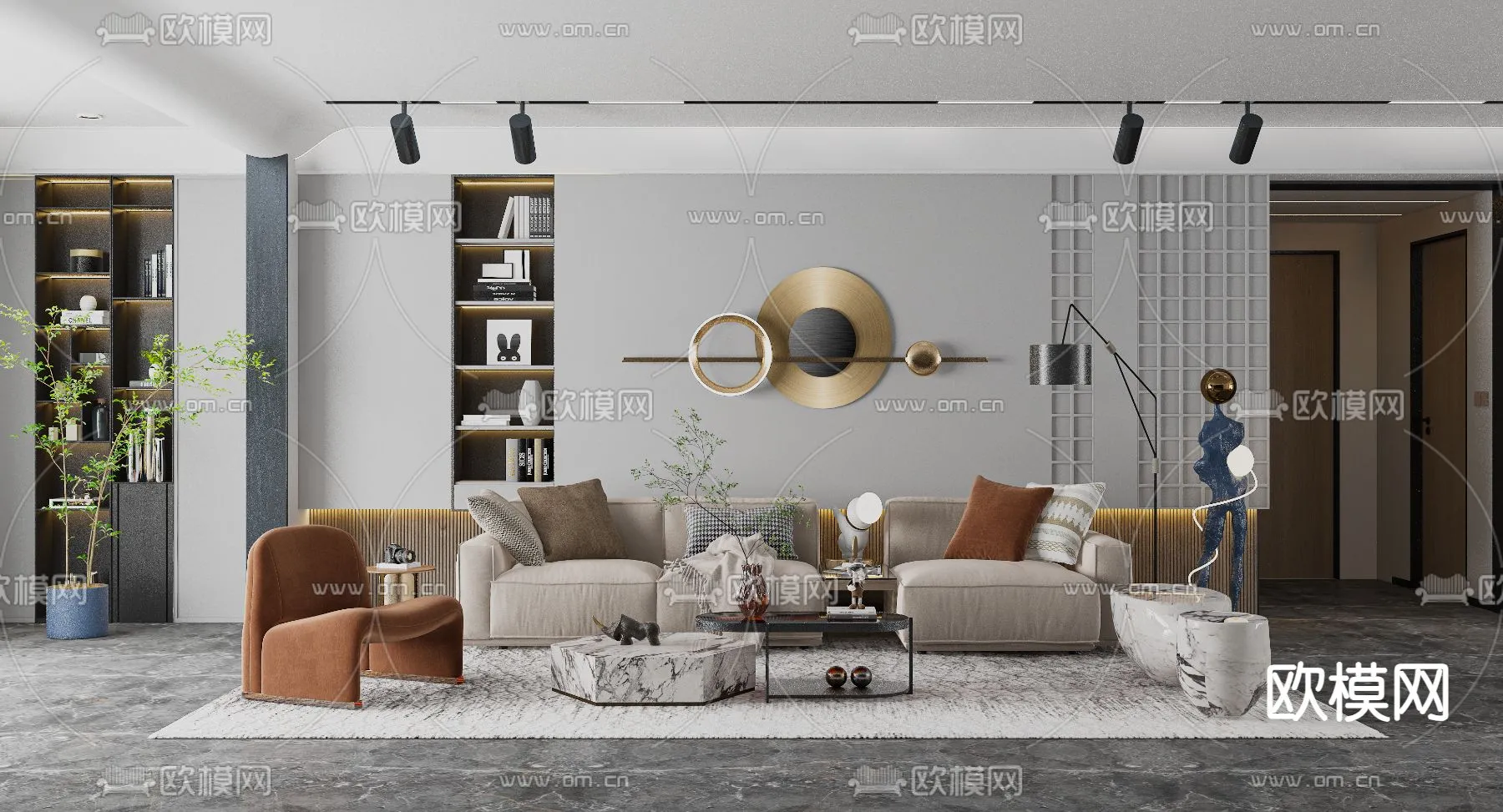LIVING ROOM – MODERN STYLE – VRAY / CORONA – 3D MODEL – 1867