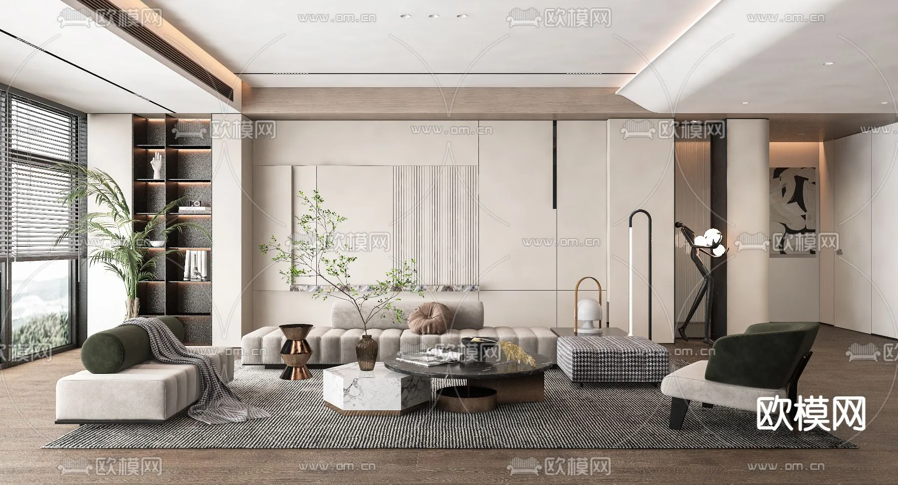 LIVING ROOM – MODERN STYLE – VRAY / CORONA – 3D MODEL – 1869