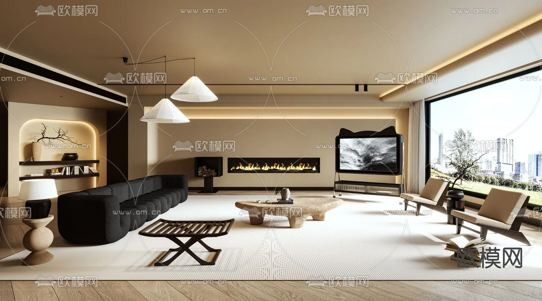 LIVING ROOM – MODERN STYLE – VRAY / CORONA – 3D MODEL – 1874