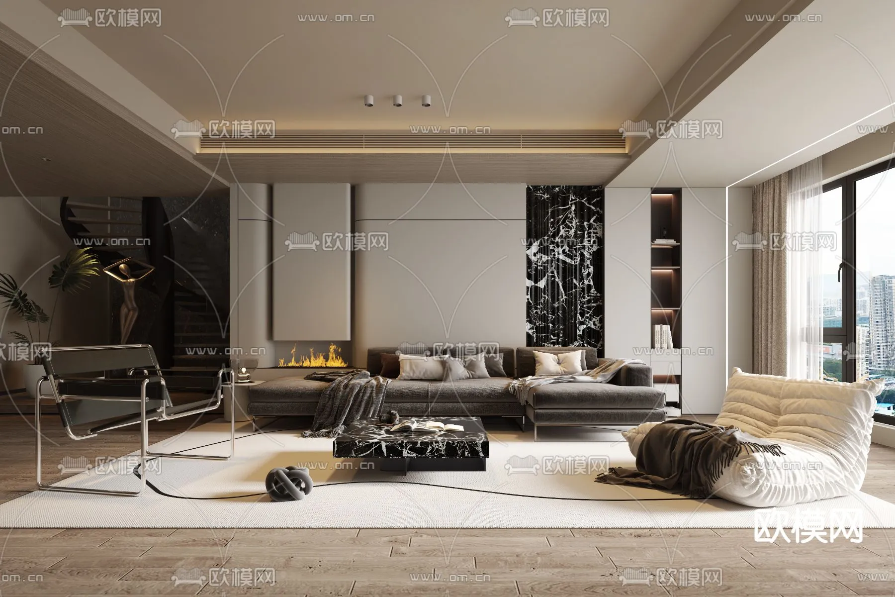 LIVING ROOM – MODERN STYLE – VRAY / CORONA – 3D MODEL – 1878