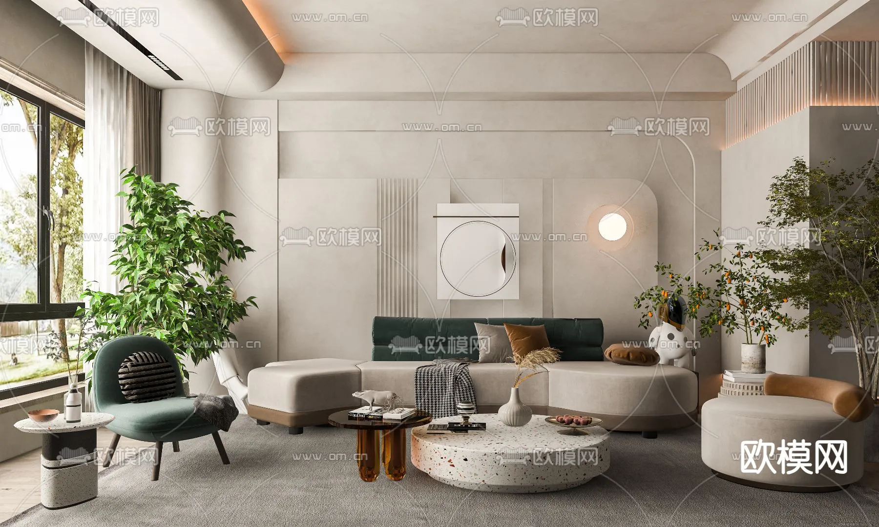 LIVING ROOM – MODERN STYLE – VRAY / CORONA – 3D MODEL – 1879