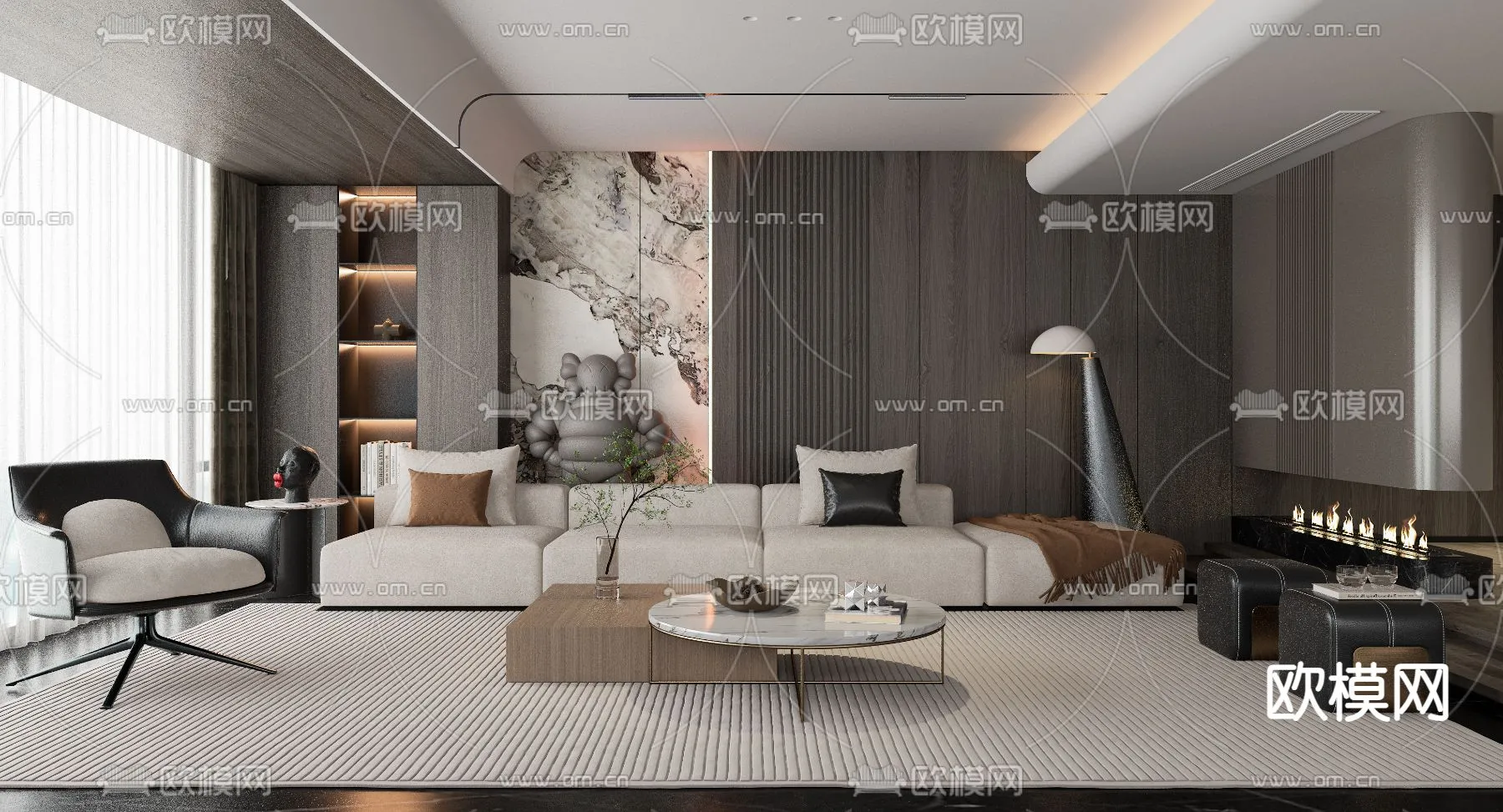 LIVING ROOM – MODERN STYLE – VRAY / CORONA – 3D MODEL – 1880