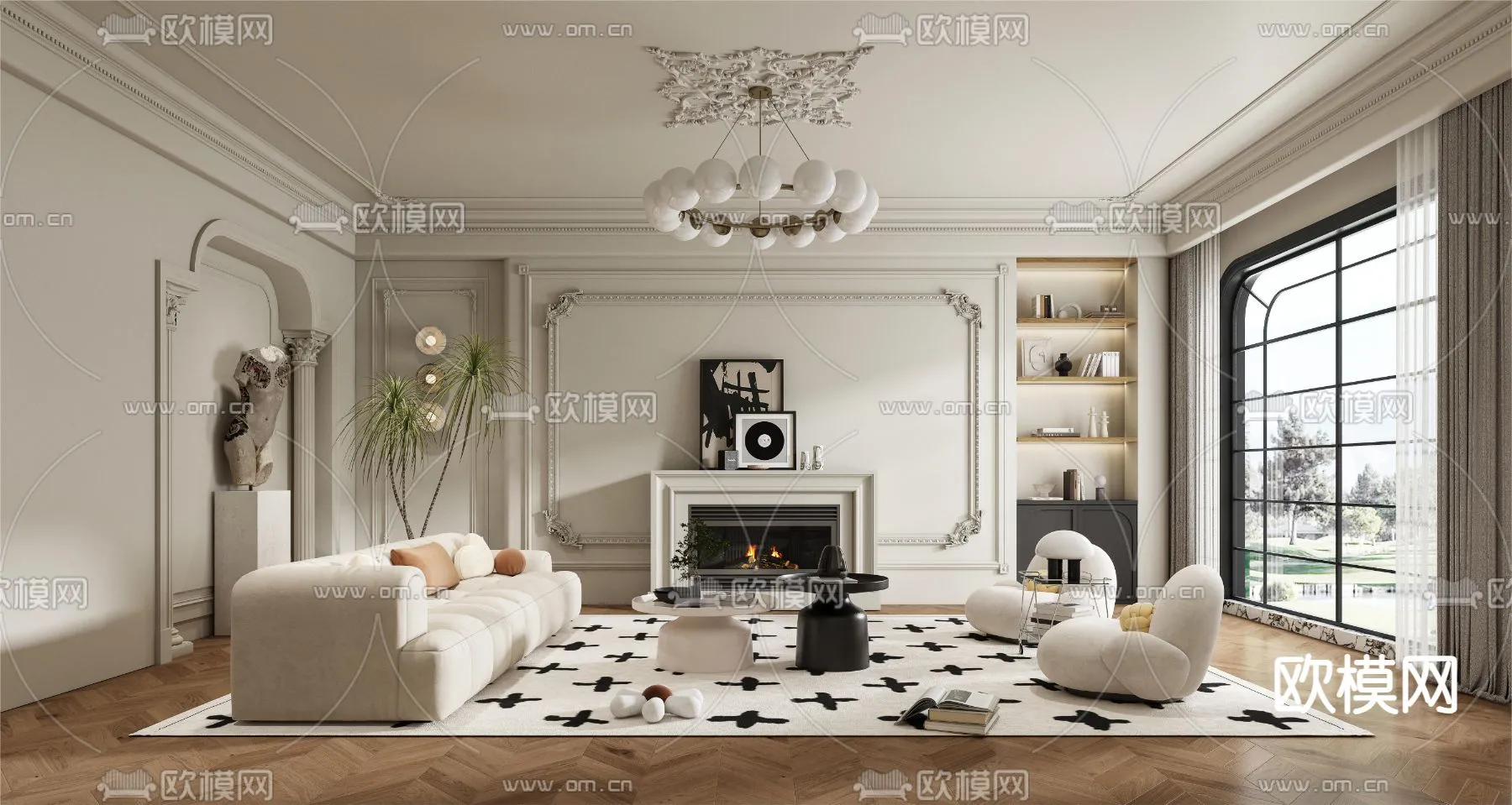 LIVING ROOM – MODERN STYLE – VRAY / CORONA – 3D MODEL – 1885