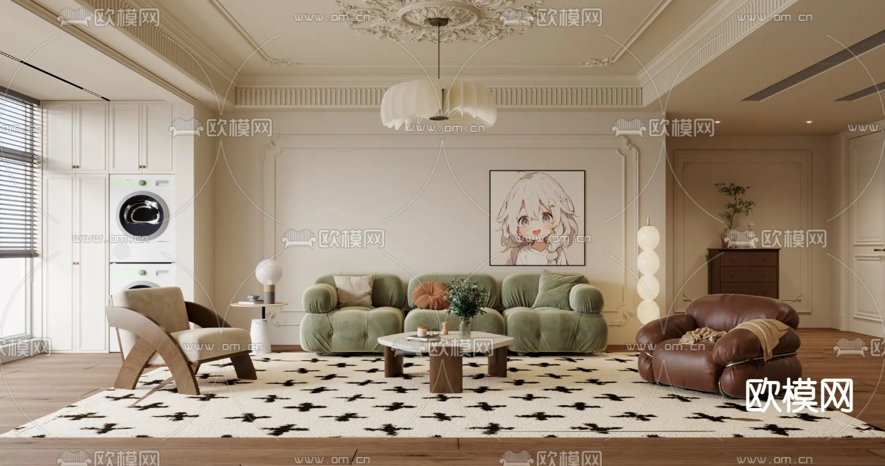 LIVING ROOM – MODERN STYLE – VRAY / CORONA – 3D MODEL – 1890