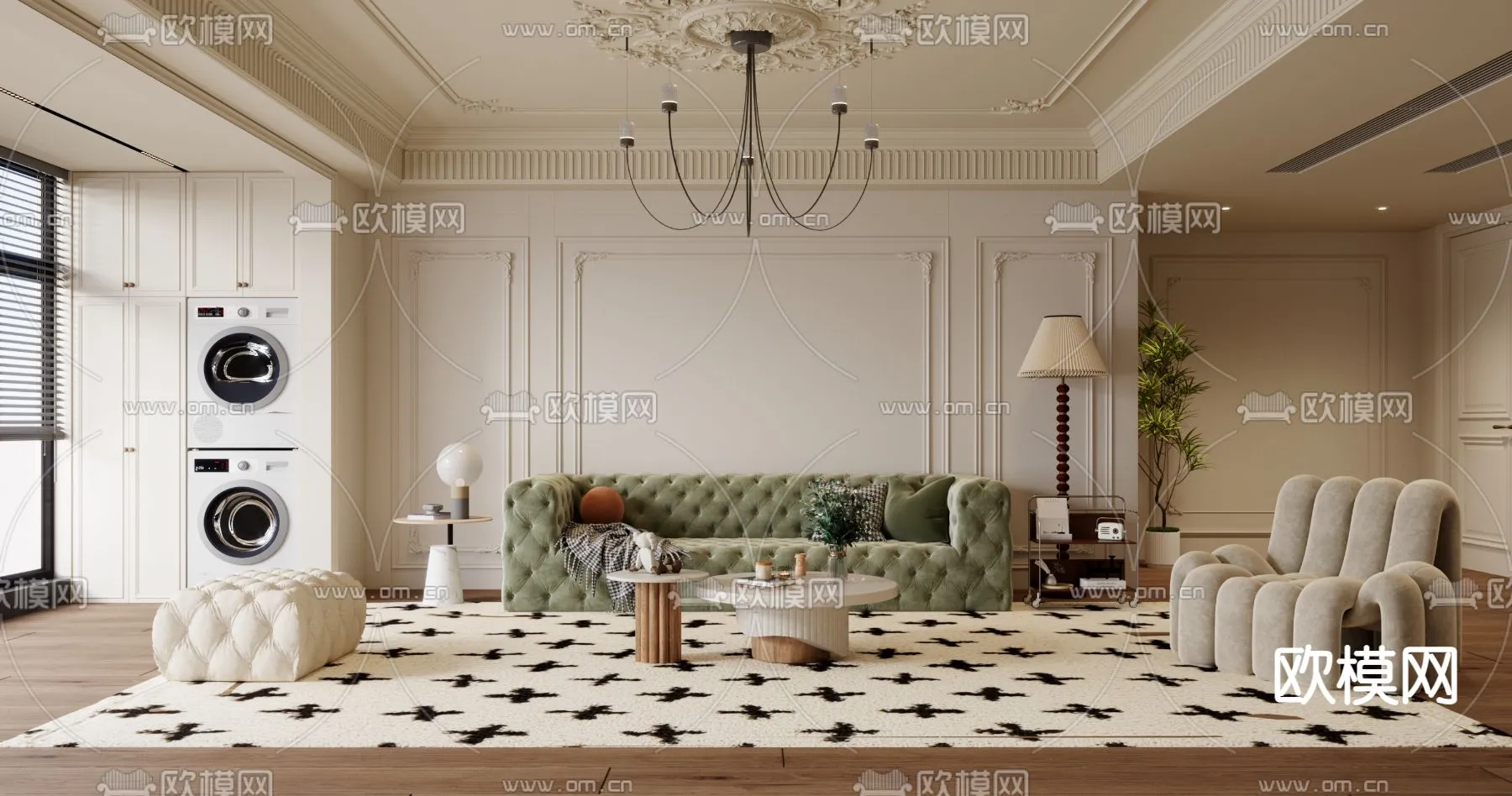 LIVING ROOM – MODERN STYLE – VRAY / CORONA – 3D MODEL – 1891