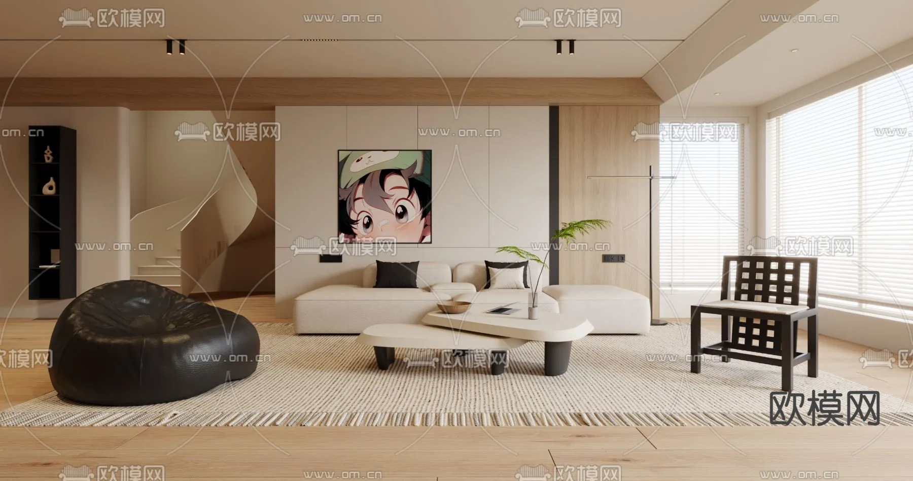 LIVING ROOM – MODERN STYLE – VRAY / CORONA – 3D MODEL – 1894