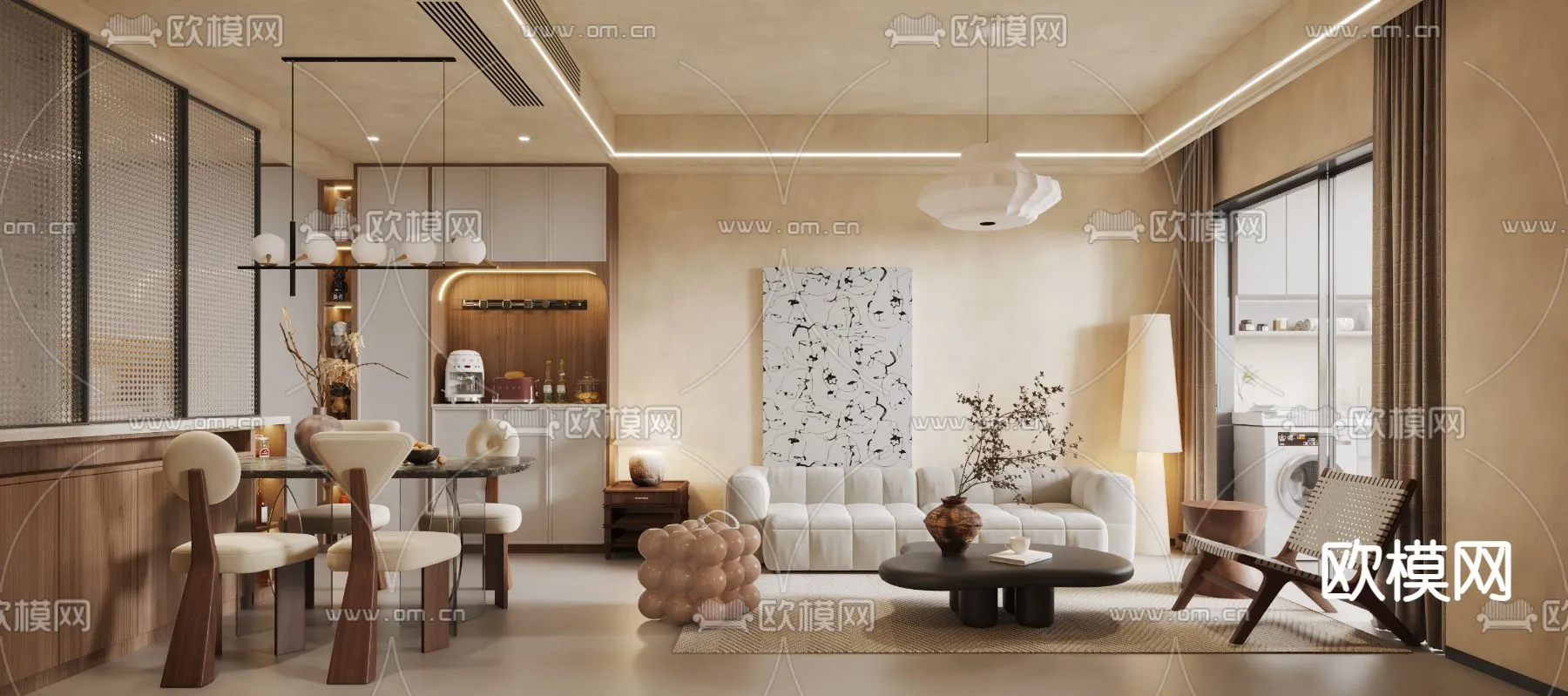 LIVING ROOM – MODERN STYLE – VRAY / CORONA – 3D MODEL – 1901