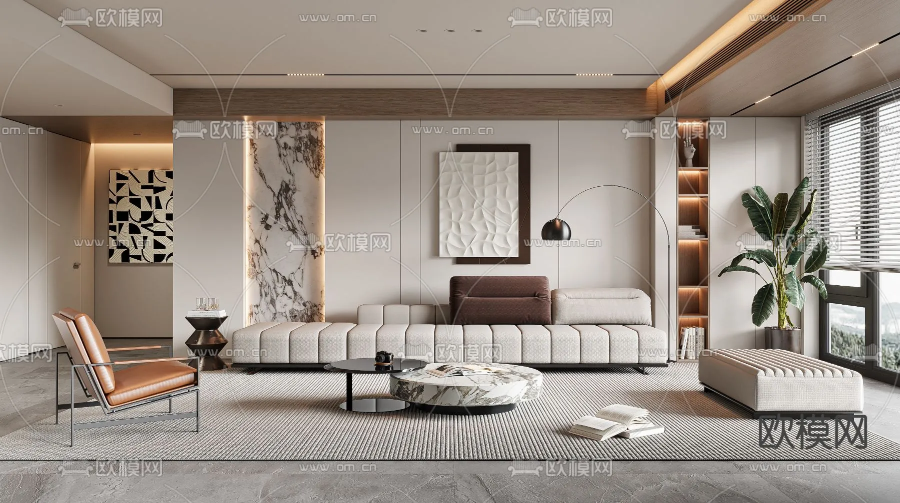 LIVING ROOM – MODERN STYLE – VRAY / CORONA – 3D MODEL – 1907