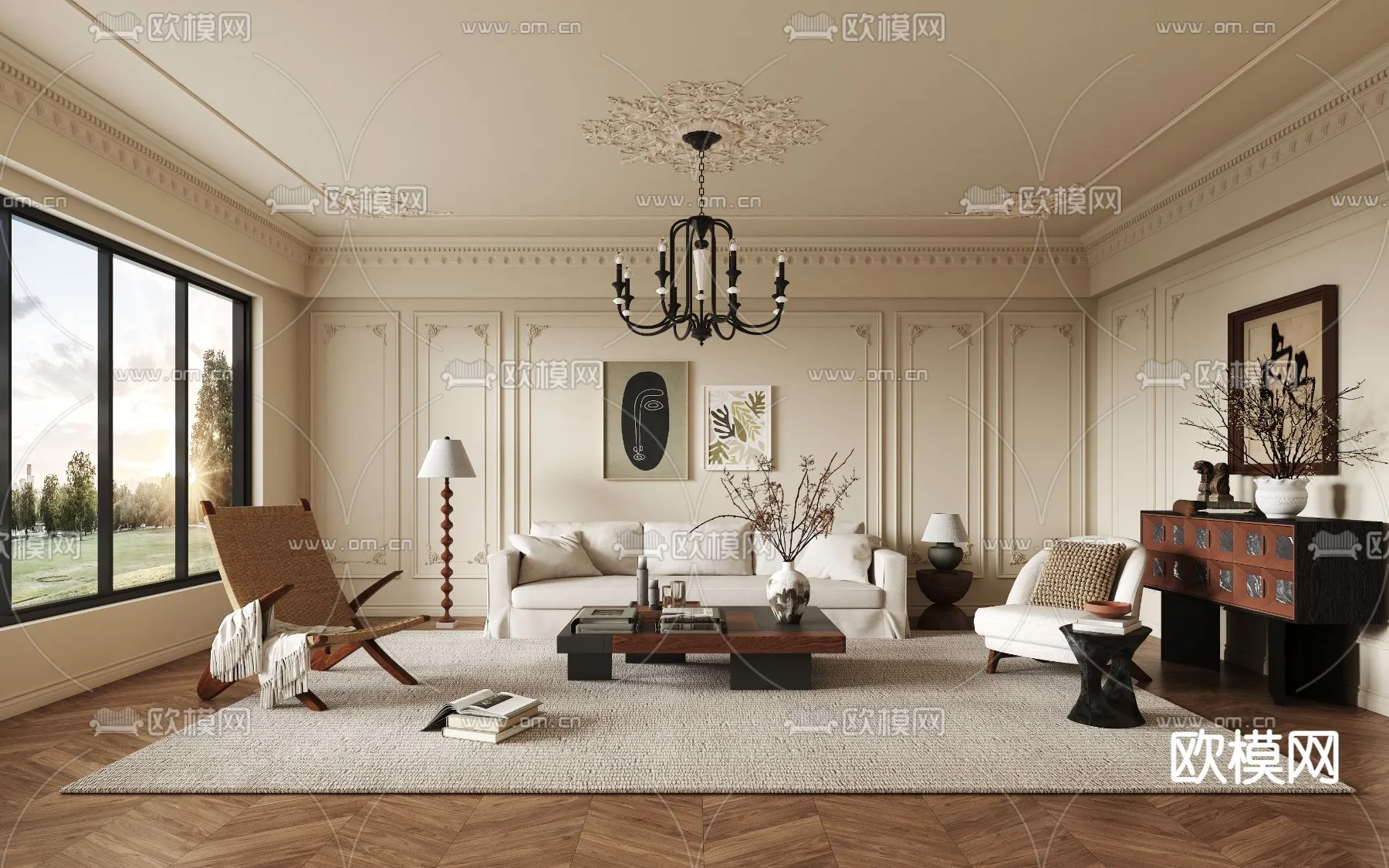 LIVING ROOM – MODERN STYLE – VRAY / CORONA – 3D MODEL – 1908