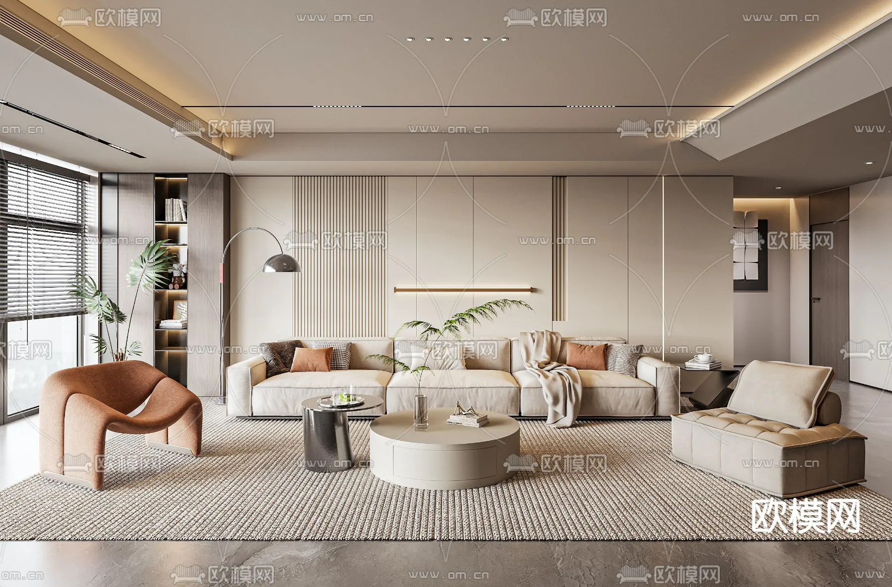 LIVING ROOM – MODERN STYLE – VRAY / CORONA – 3D MODEL – 1916