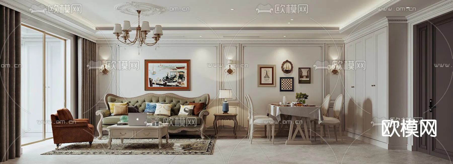 LIVING ROOM – MODERN STYLE – VRAY / CORONA – 3D MODEL – 1920