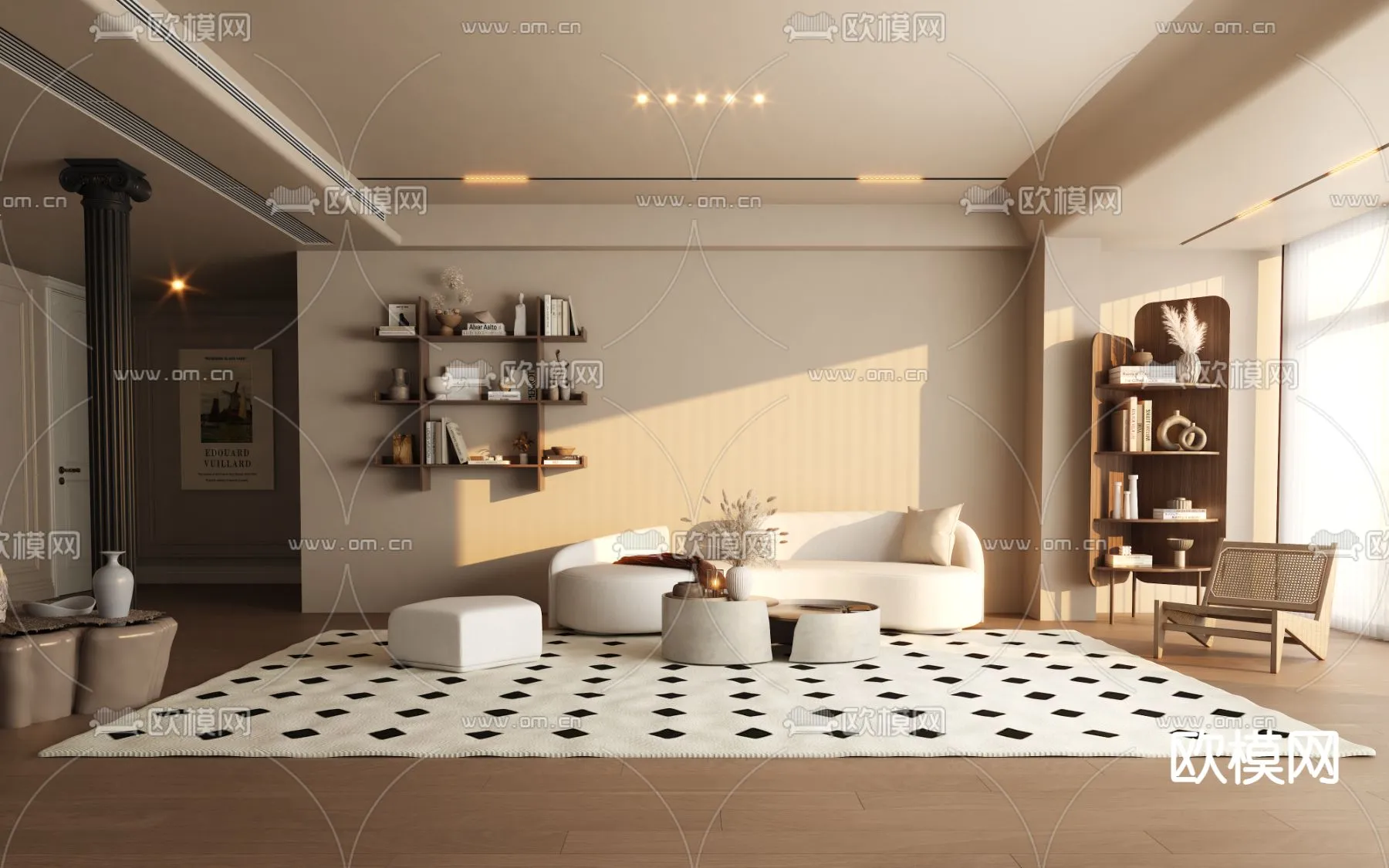 LIVING ROOM – MODERN STYLE – VRAY / CORONA – 3D MODEL – 1921