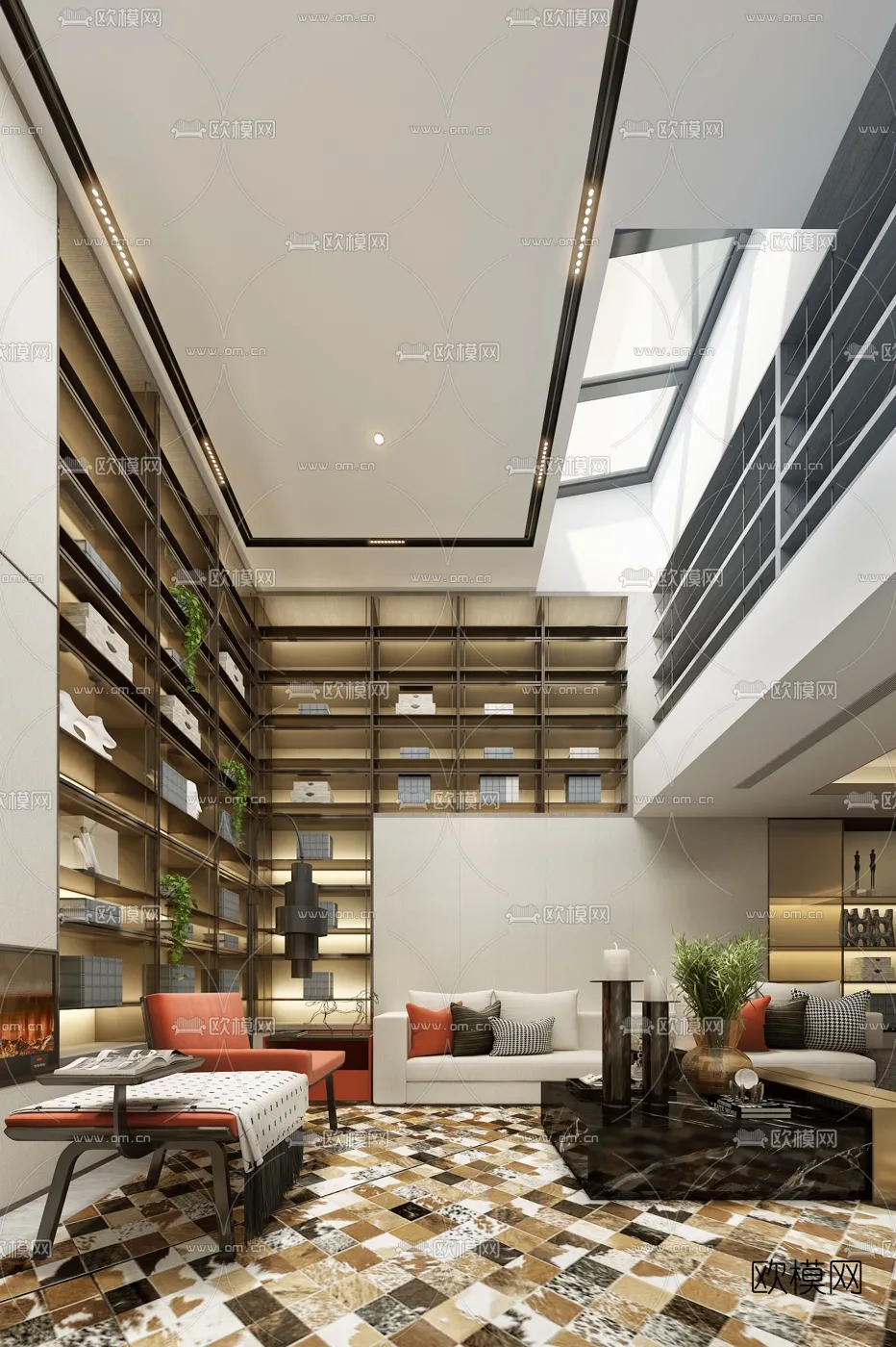 LIVING ROOM – MODERN STYLE – VRAY / CORONA – 3D MODEL – 1929