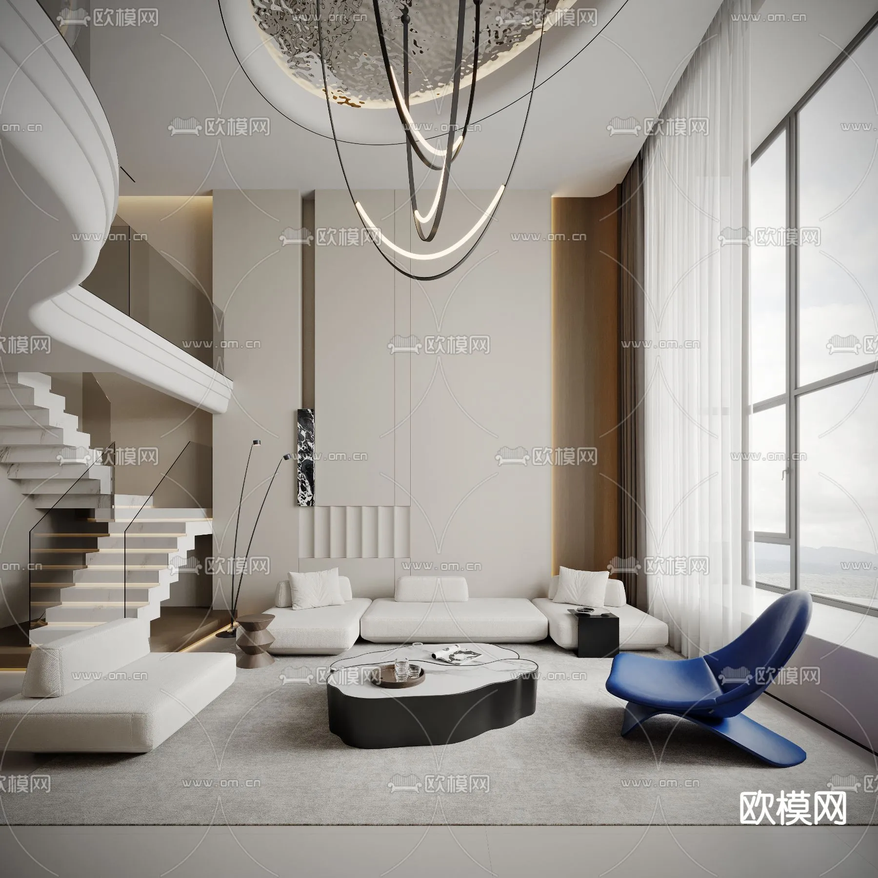 LIVING ROOM – MODERN STYLE – VRAY / CORONA – 3D MODEL – 1945