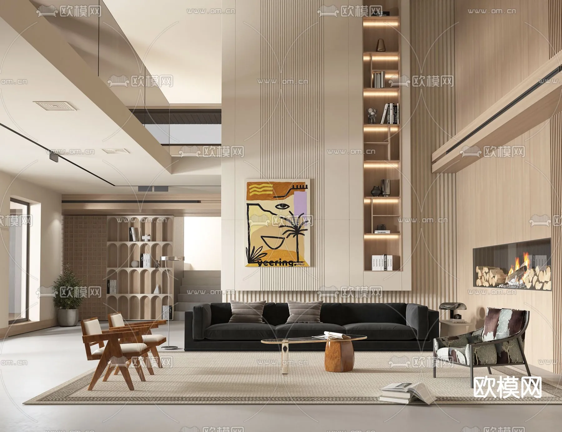 LIVING ROOM – MODERN STYLE – VRAY / CORONA – 3D MODEL – 1953
