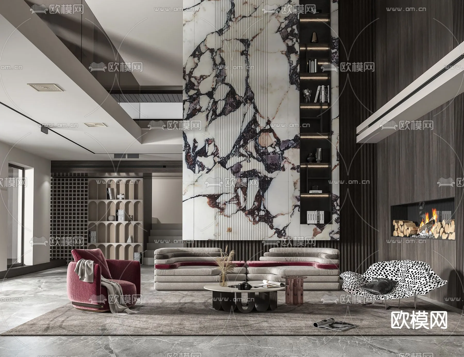 LIVING ROOM – MODERN STYLE – VRAY / CORONA – 3D MODEL – 1954