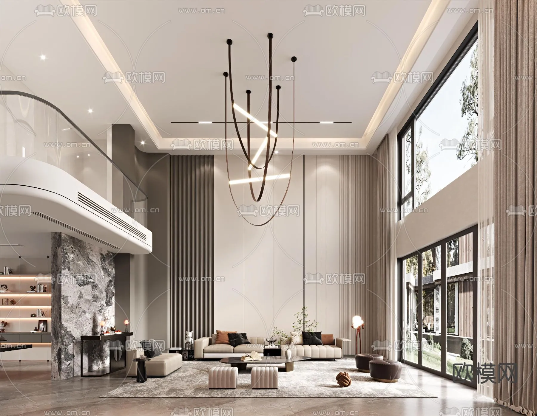 LIVING ROOM – MODERN STYLE – VRAY / CORONA – 3D MODEL – 1955