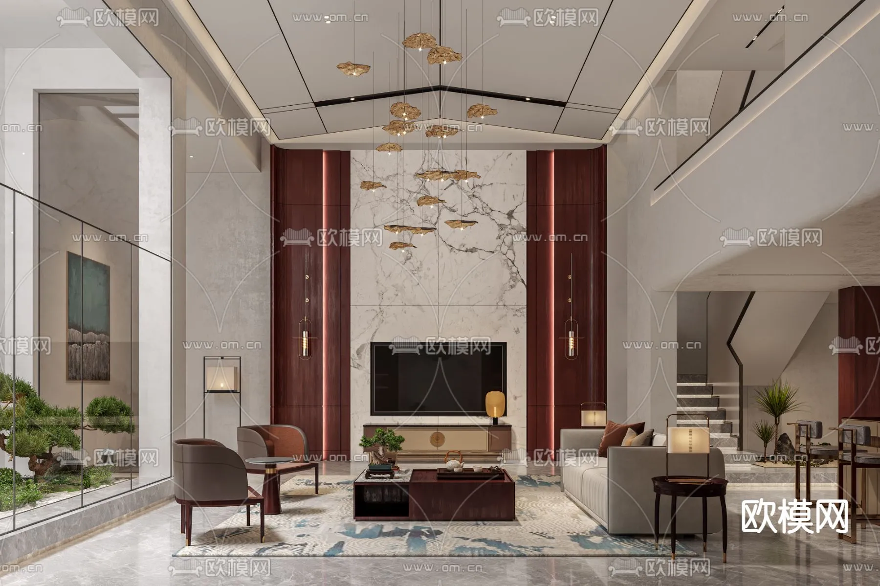 LIVING ROOM – MODERN STYLE – VRAY / CORONA – 3D MODEL – 1956