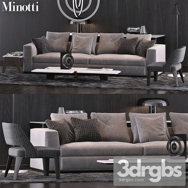 Living Room Set By Minotti 3D Model Download