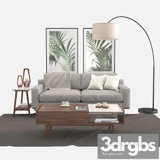 Living Set West Elm 1 3D Model Download