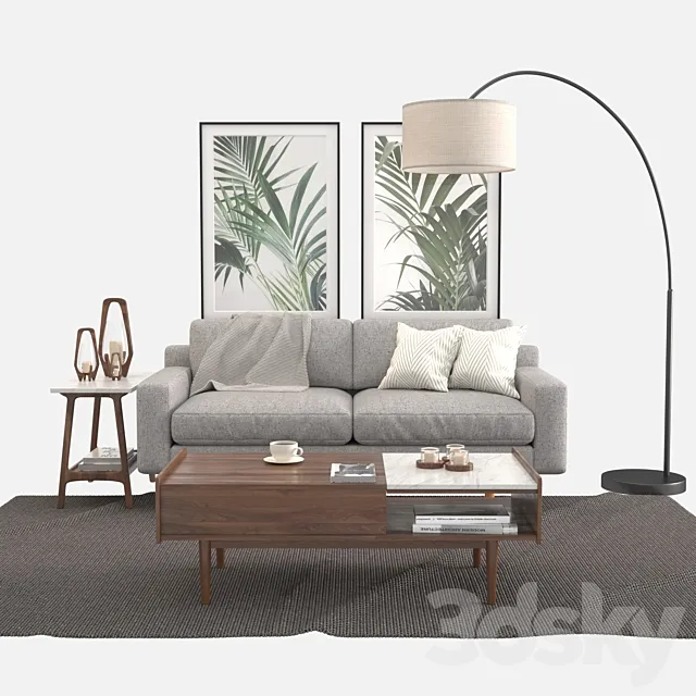Living Set. West elm 3DModel Living Set. West elm 3DModel