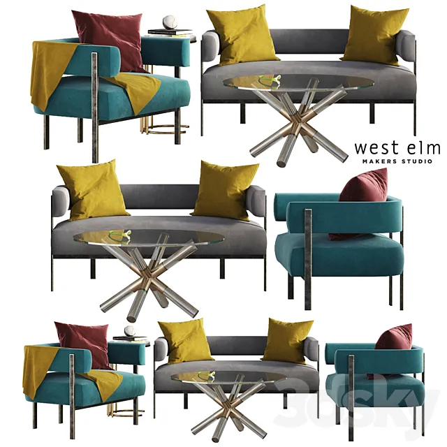 Living Set West Elm 3DModel Living Set West Elm 3DModel